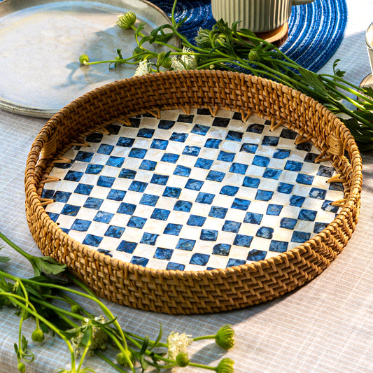 Rattan Trays • Mother of Pearl • Drift (35 cm)