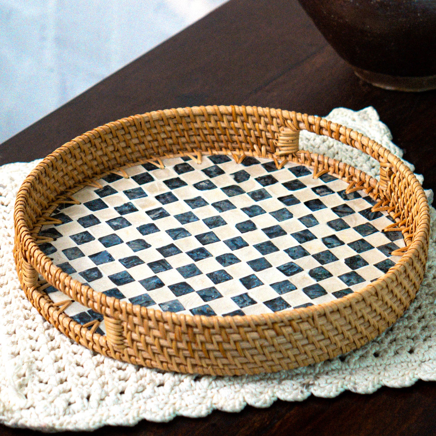 Rattan Trays • Mother of Pearl • Drift (35 cm)