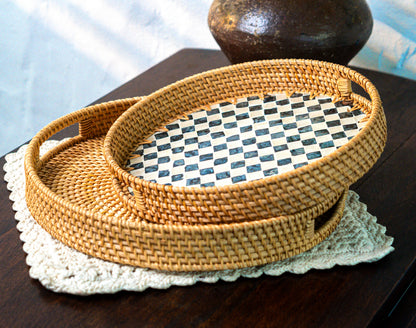 Rattan Trays • Mother of Pearl • Drift (35 cm)